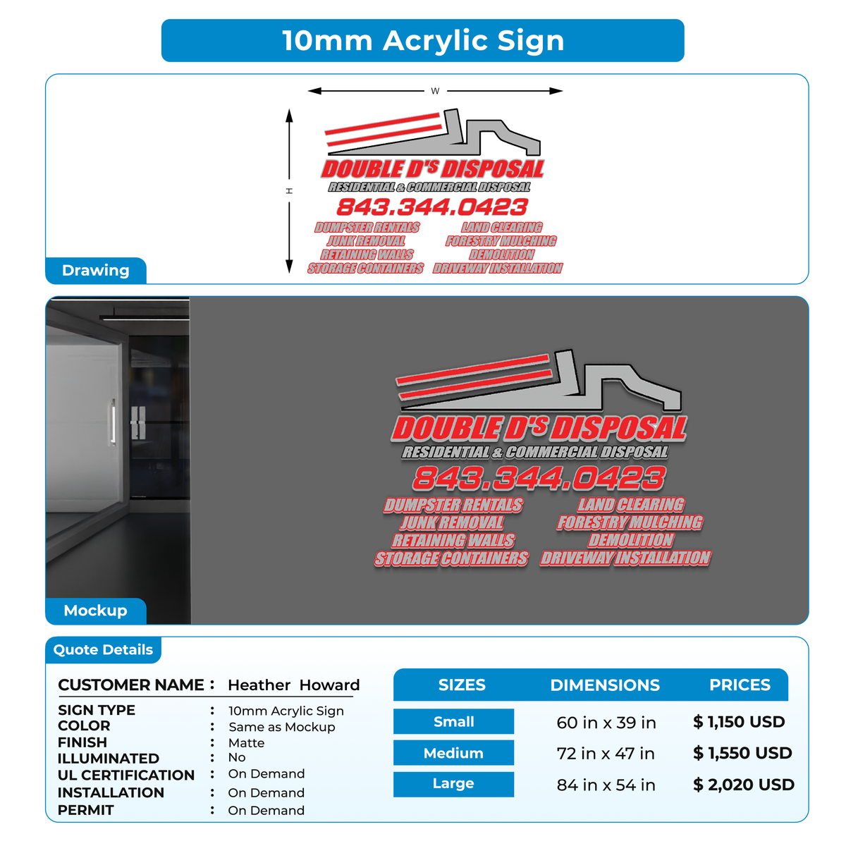 Business signage for Heather Howard