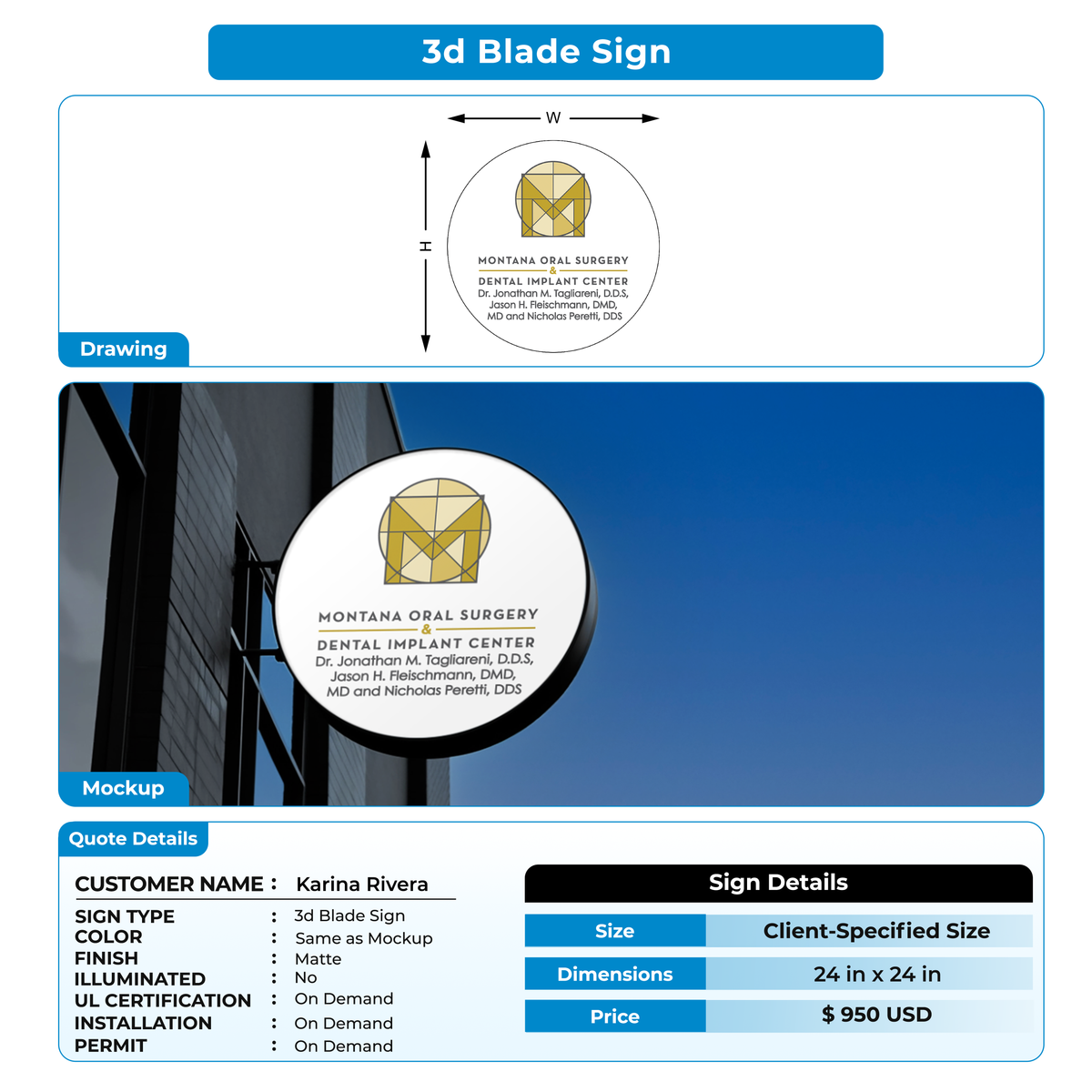 3d blade sign for Karina Rivera