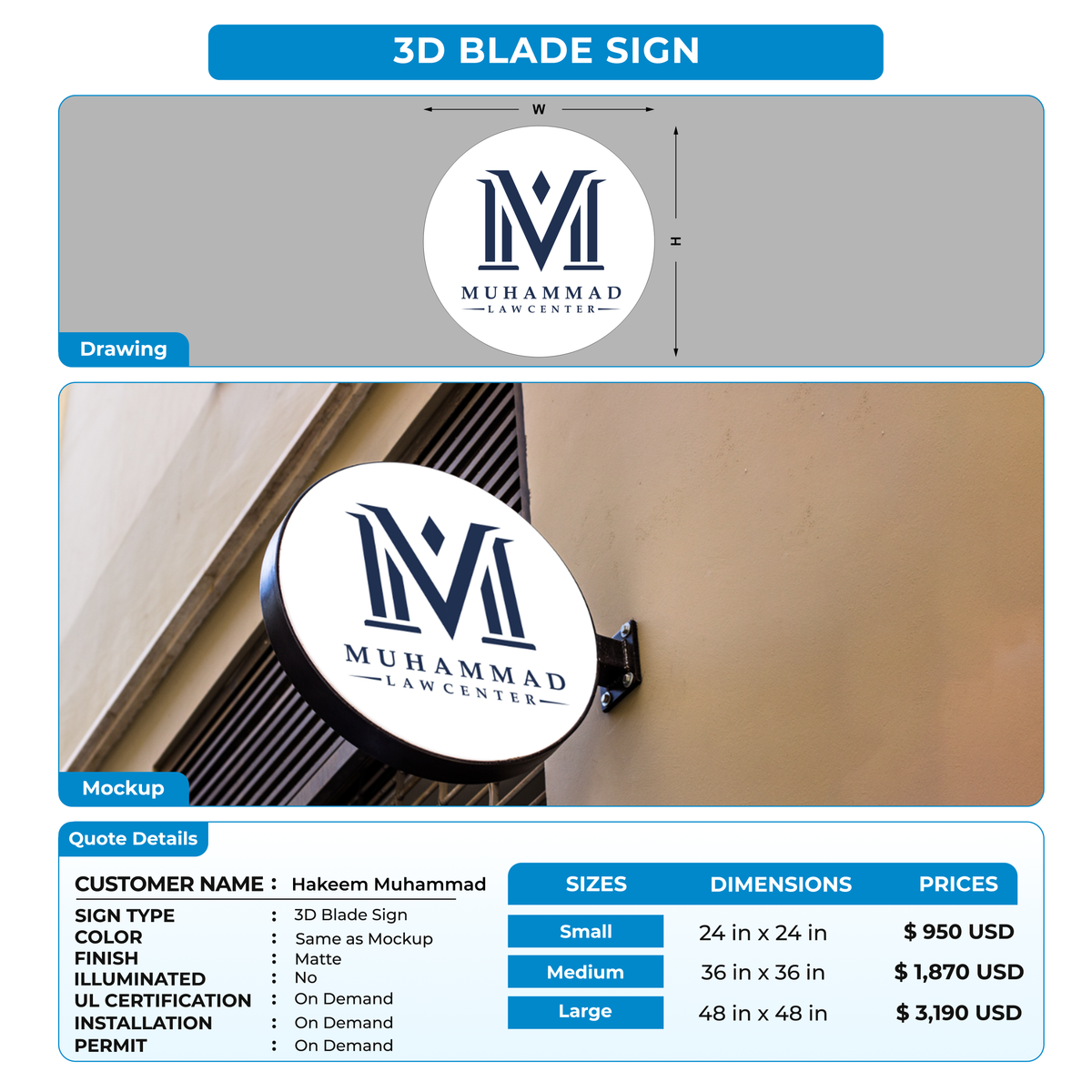 3d blade sign for Hakeem Muhammad