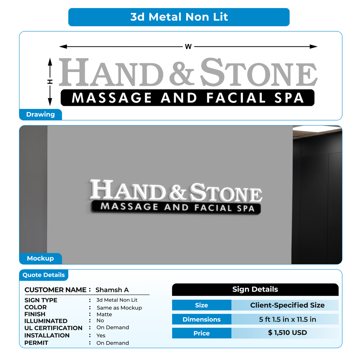 Business signage for Shamsh A