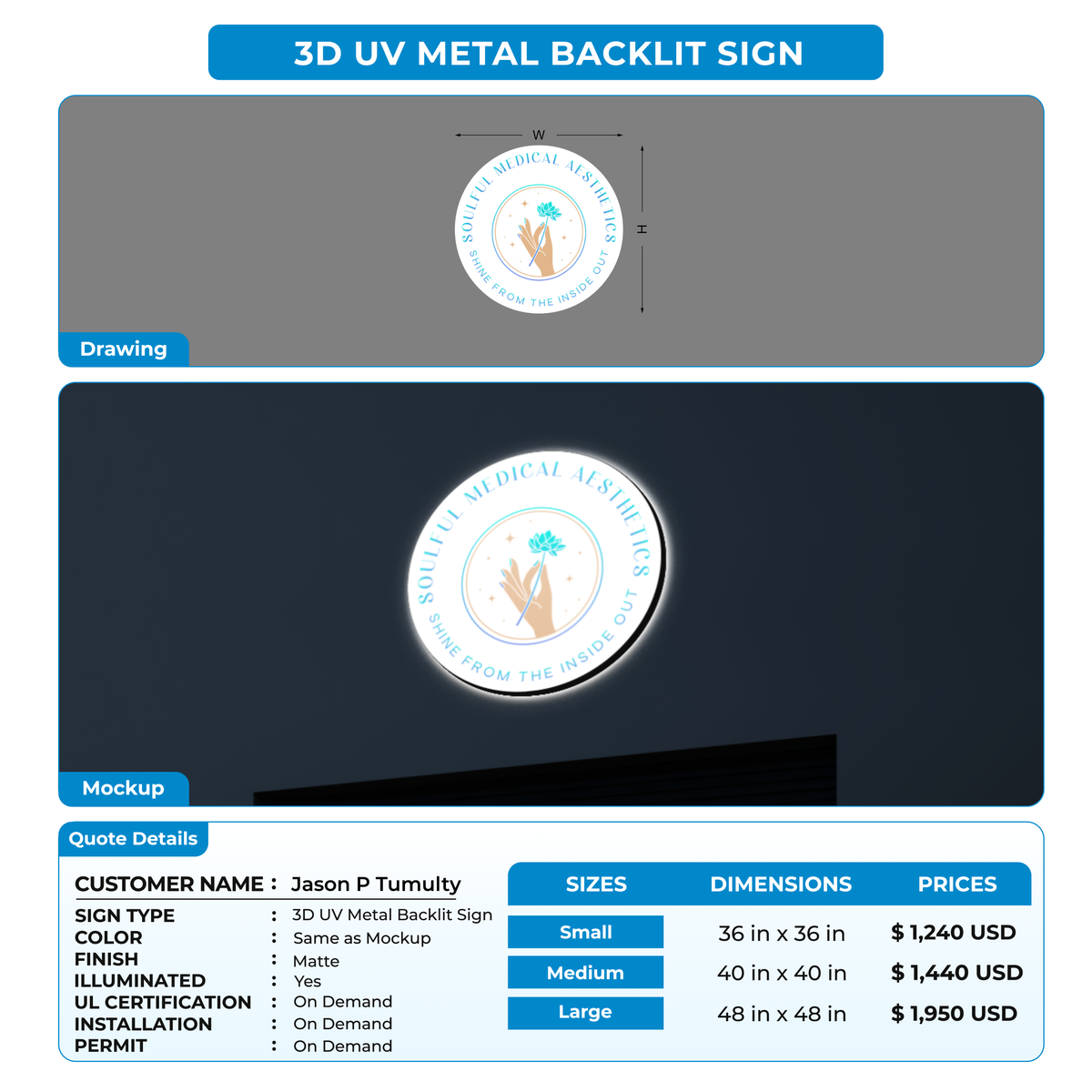 3d UV metal backlit for Jason P Tumulty