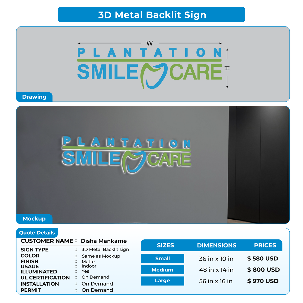 Business signage for Disha Mankame