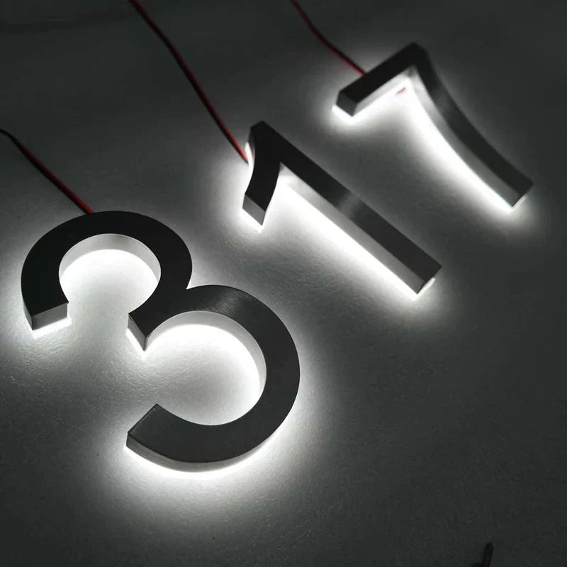 Custom 3D House Number Metal Backlit