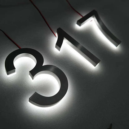 Custom 3D House Number Metal Backlit
