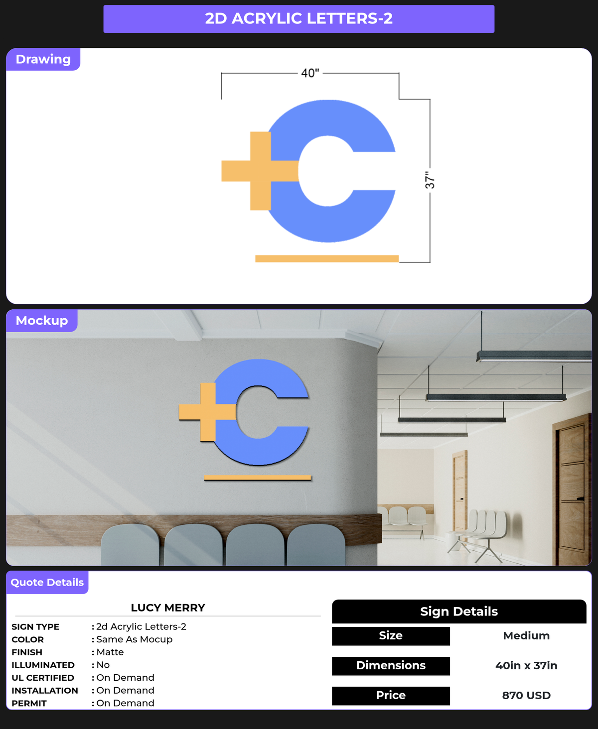 CUSTOM MOCKUP SIGN FOR Lucy Merry