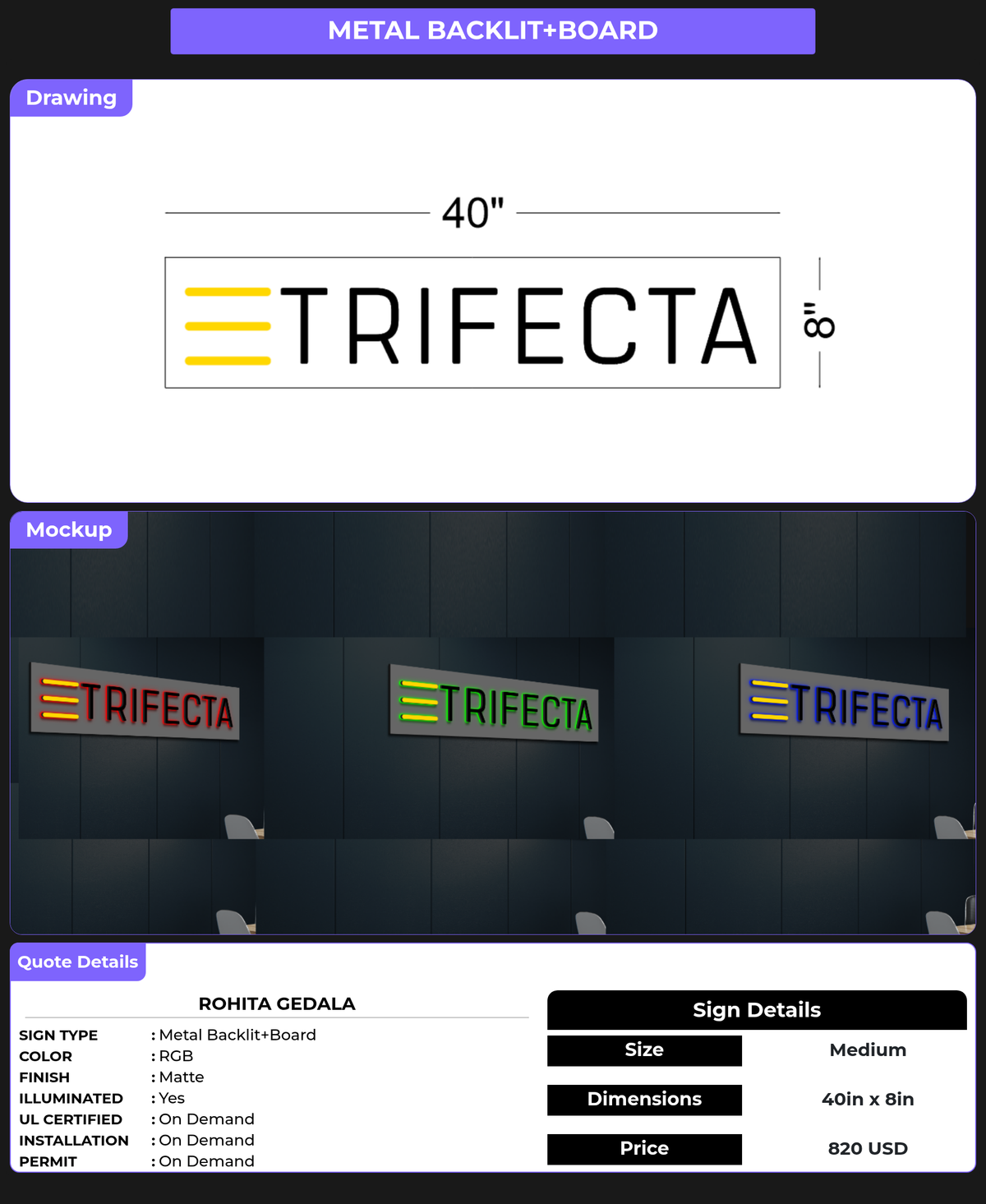 CUSTOM MOCKUP SIGN FOR Rohita Gedala