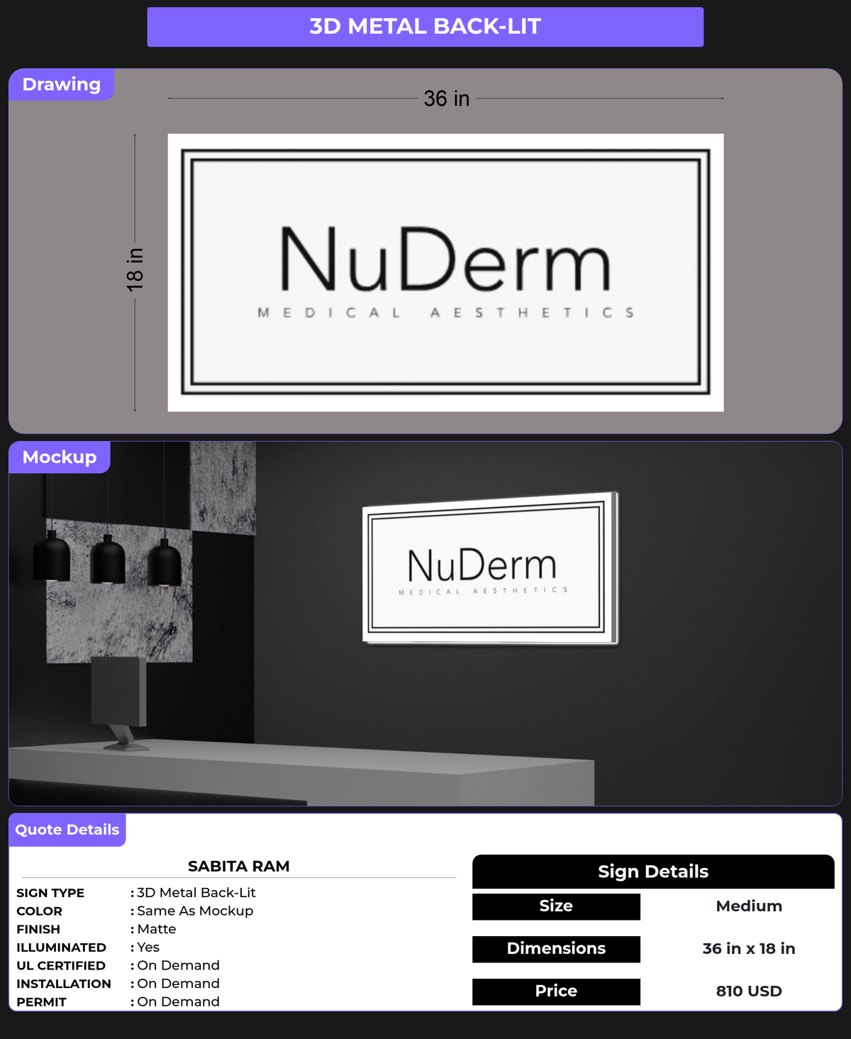CUSTOM MOCKUP SIGN FOR Sabita Ram