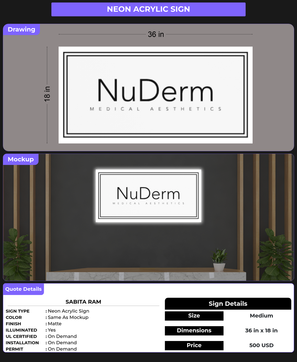 CUSTOM MOCKUP SIGN FOR Sabita Ram