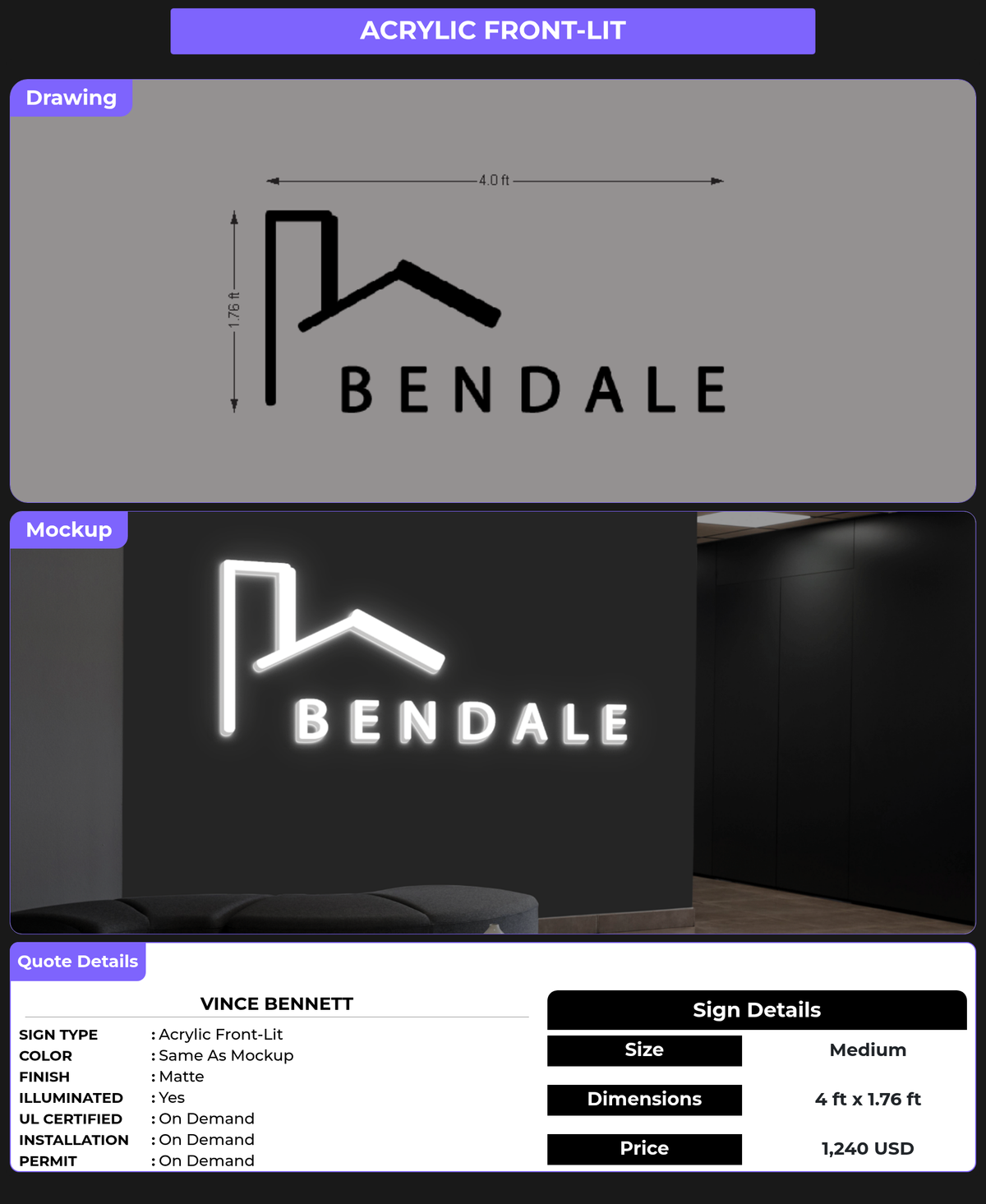 CUSTOM MOCKUP SIGN FOR Vince Bennett