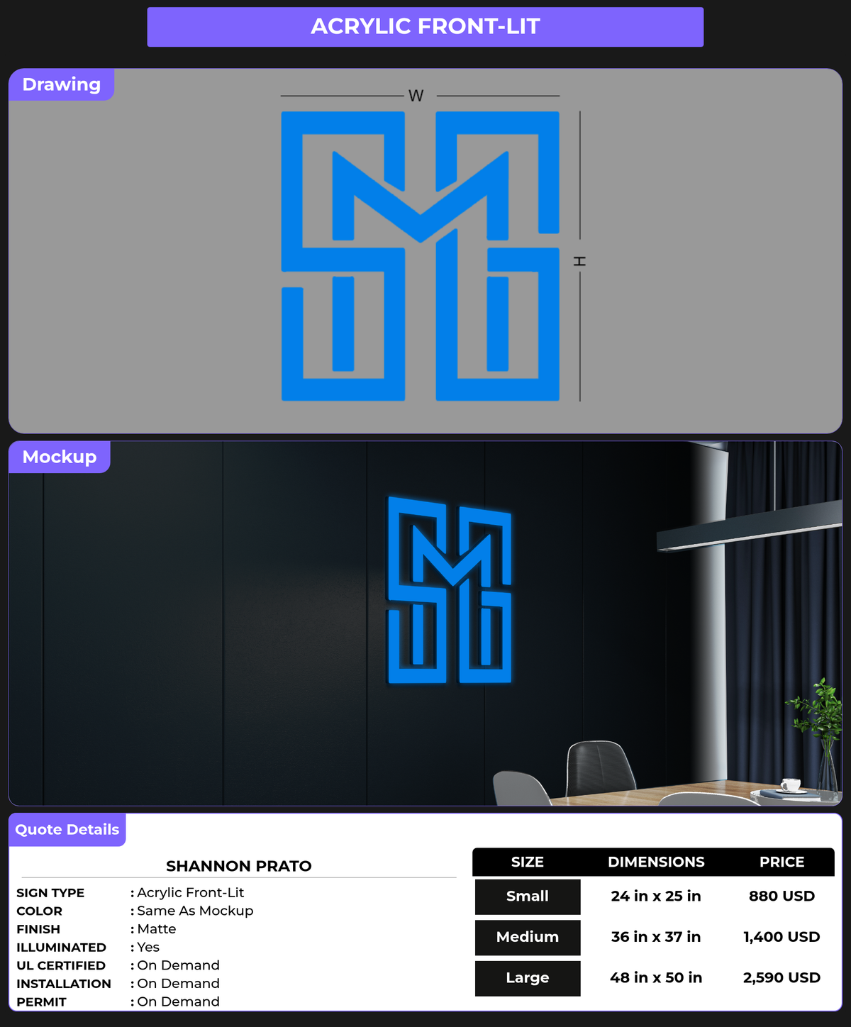 CUSTOM MOCKUP SIGN FOR Shannon prato