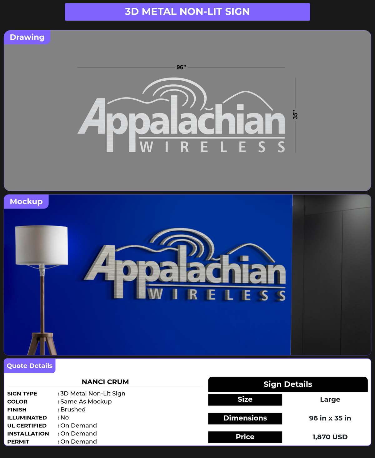 CUSTOM MOCKUP SIGN FOR Nanci Crum