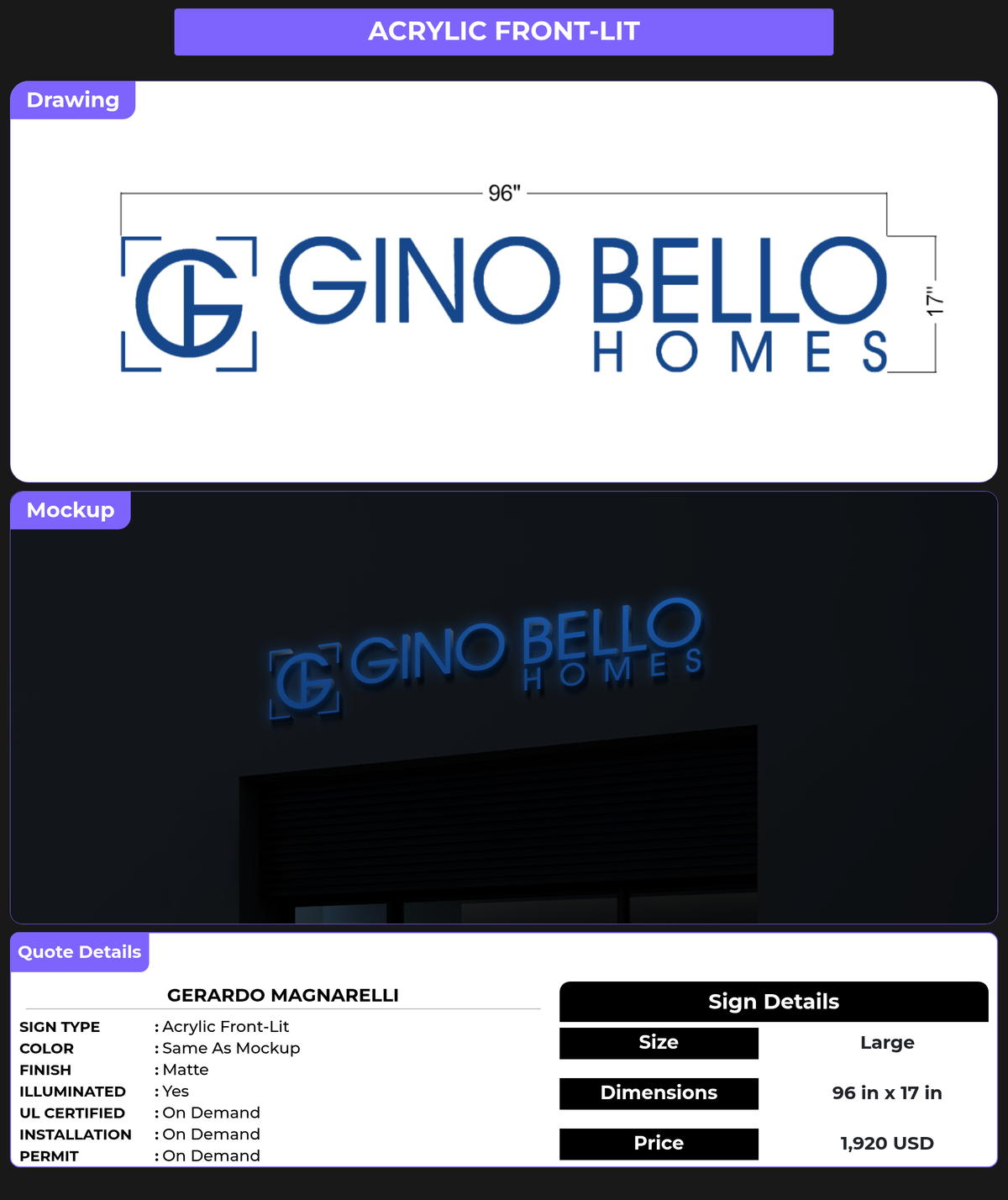 CUSTOM MOCKUP SIGN FOR gerardo magnarelli