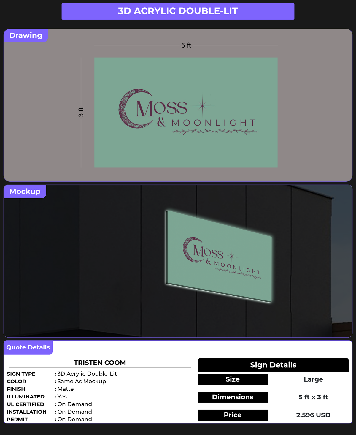 CUSTOM MOCKUP SIGN FOR Tristen coom
