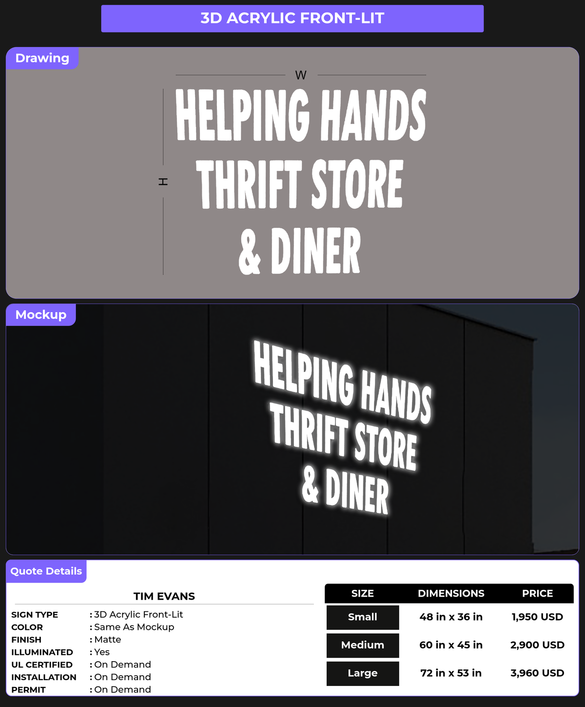 CUSTOM MOCKUP SIGN FOR Tim Evans
