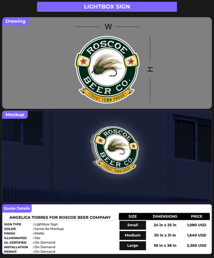 CUSTOM MOCKUP SIGN FOR Angelica Torres  for Roscoe Beer Company