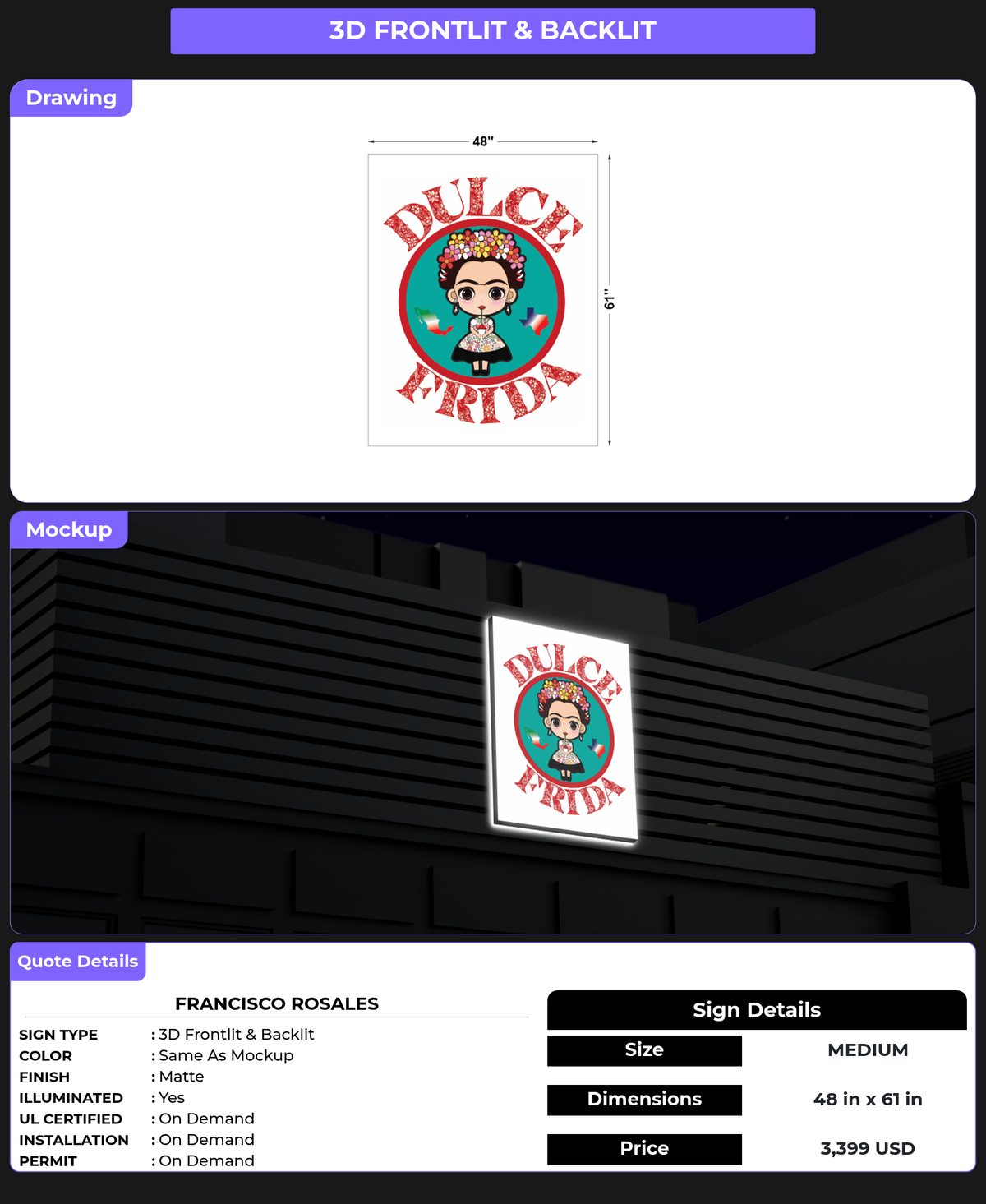 CUSTOM MOCKUP SIGN FOR Francisco Rosales