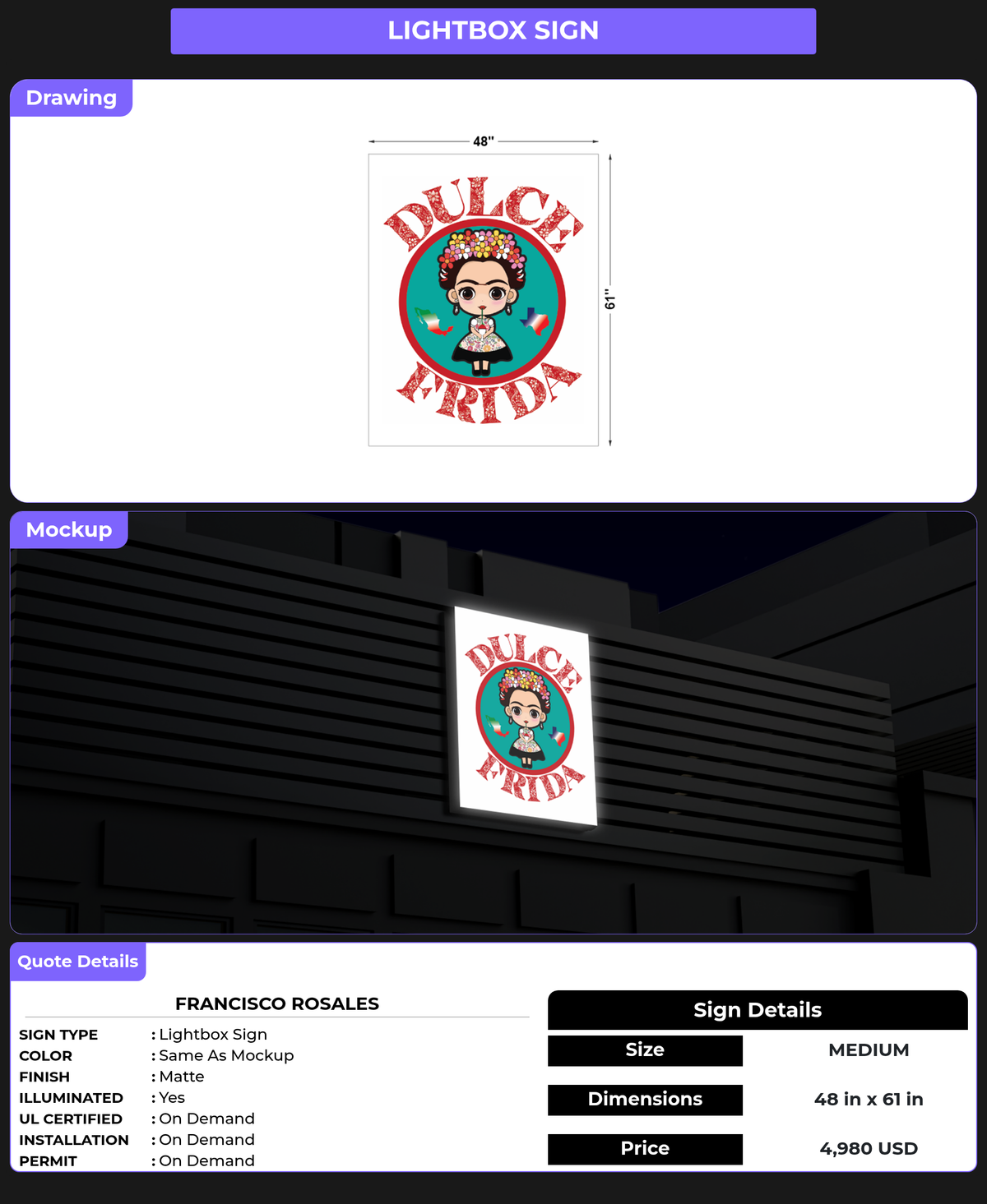 CUSTOM MOCKUP SIGN FOR Francisco Rosales