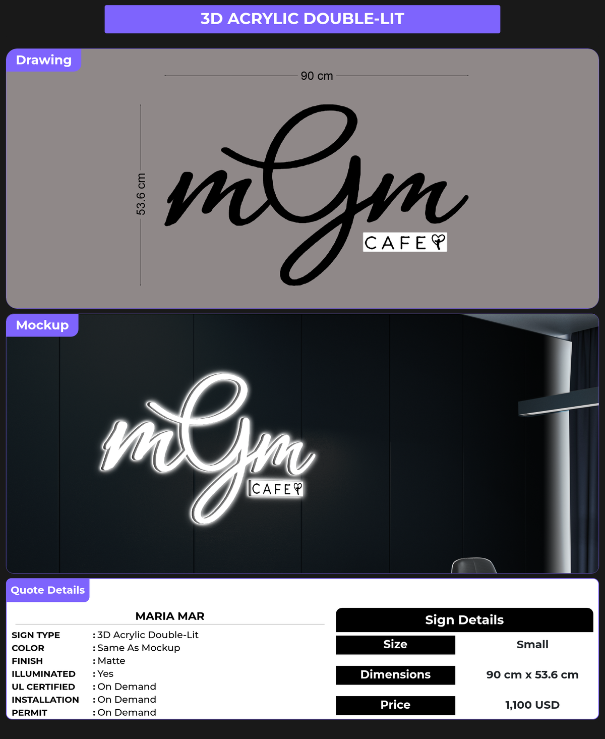 CUSTOM MOCKUP SIGN FOR Maria Mar