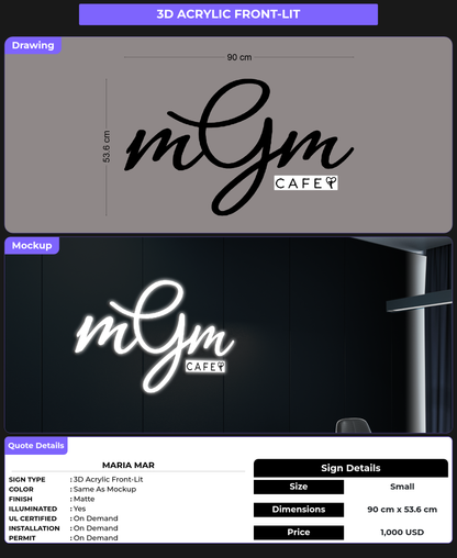 CUSTOM MOCKUP SIGN FOR Maria Mar