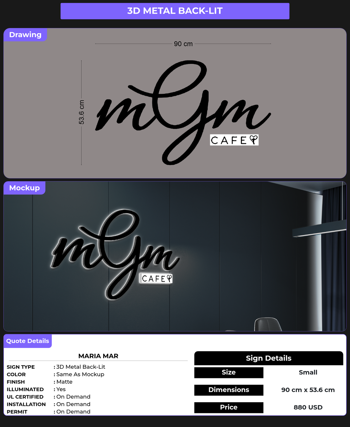 CUSTOM MOCKUP SIGN FOR Maria Mar