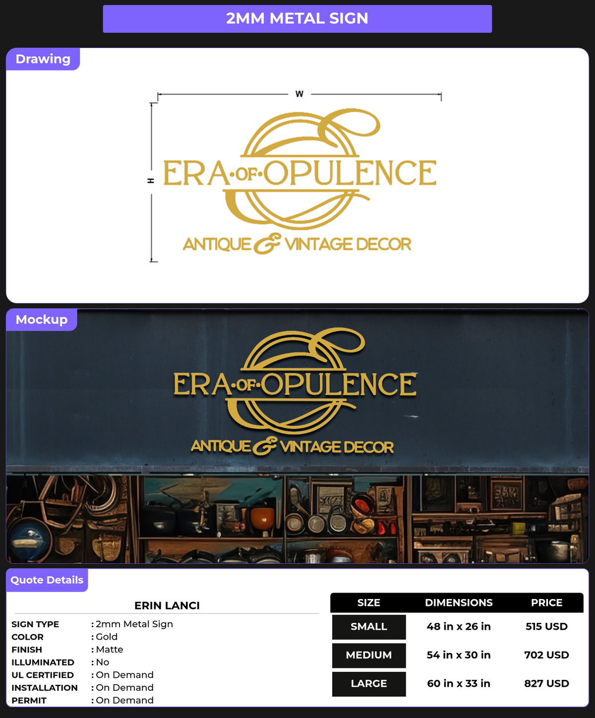 CUSTOM MOCKUP SIGN FOR Erin Lanci