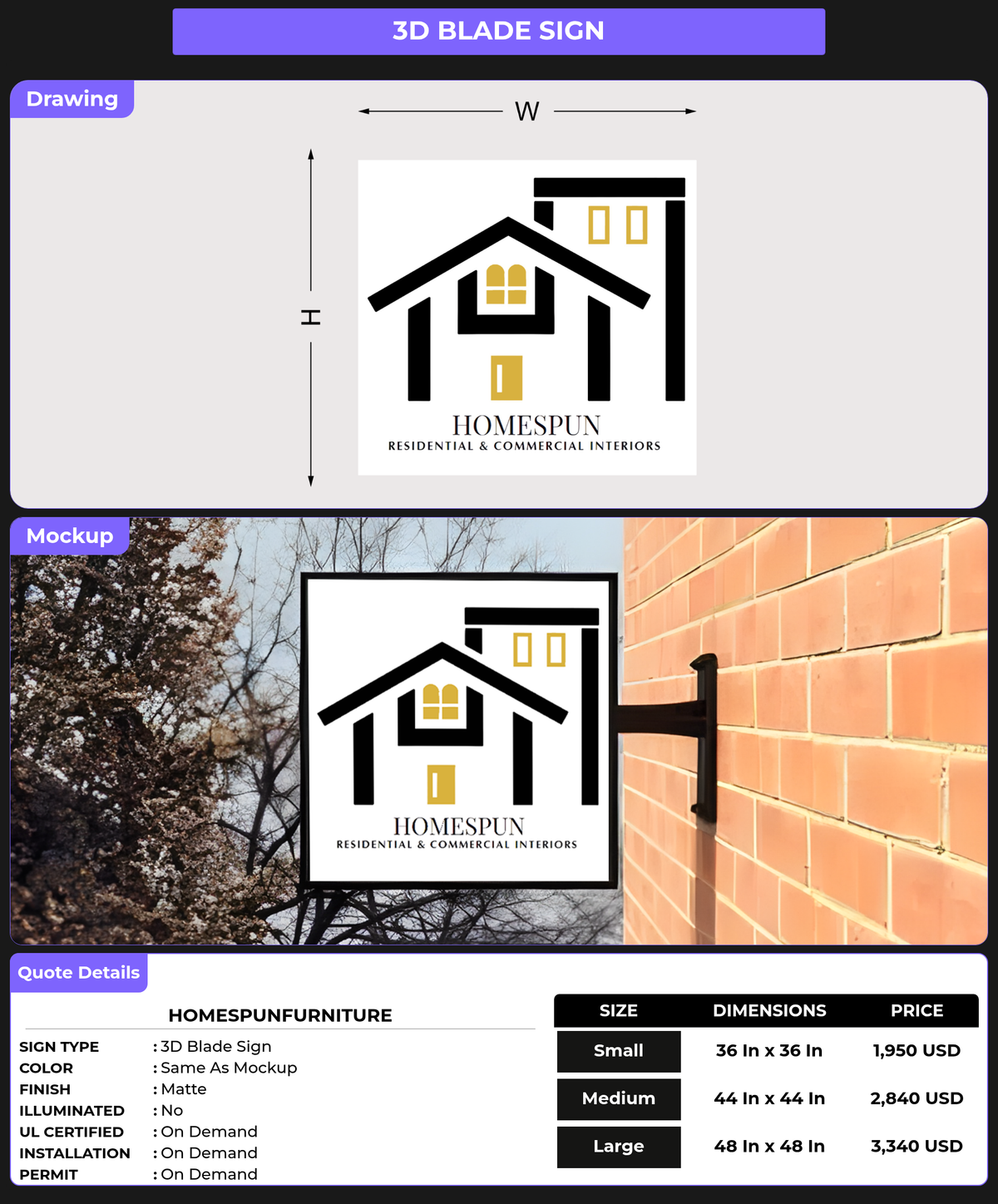 CUSTOM MOCKUP SIGN FOR homespunfurniture