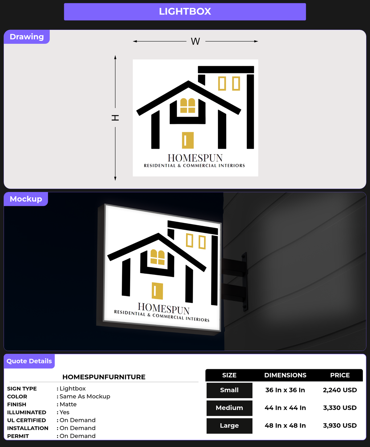 CUSTOM MOCKUP SIGN FOR homespunfurniture
