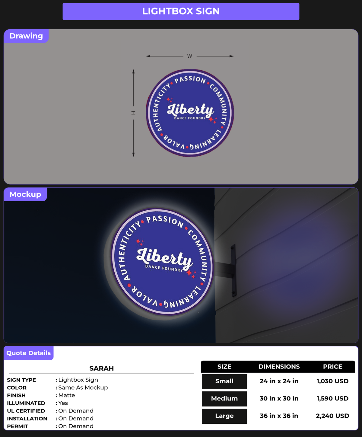 CUSTOM MOCKUP SIGN FOR Sarah