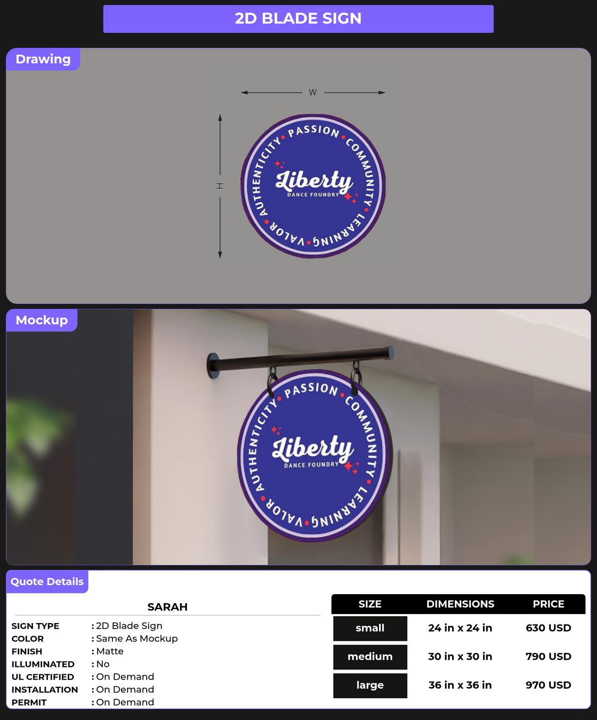 CUSTOM MOCKUP SIGN FOR Sarah
