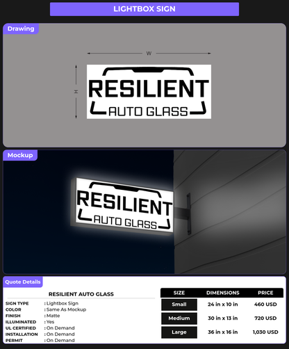 CUSTOM MOCKUP SIGN FOR Resilient Auto Glass