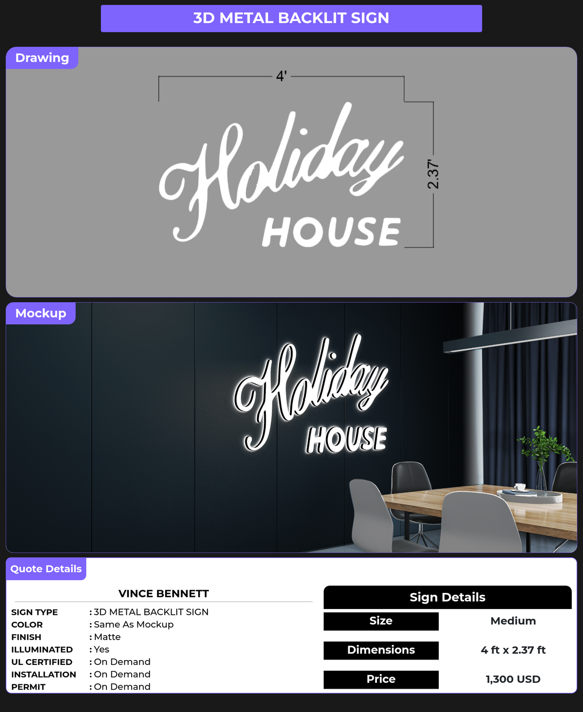 CUSTOM MOCKUP SIGN FOR Vince Bennett
