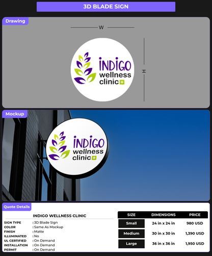 CUSTOM MOCKUP SIGN FOR Indigo Wellness Clinic