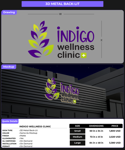 CUSTOM MOCKUP SIGN FOR Indigo Wellness Clinic