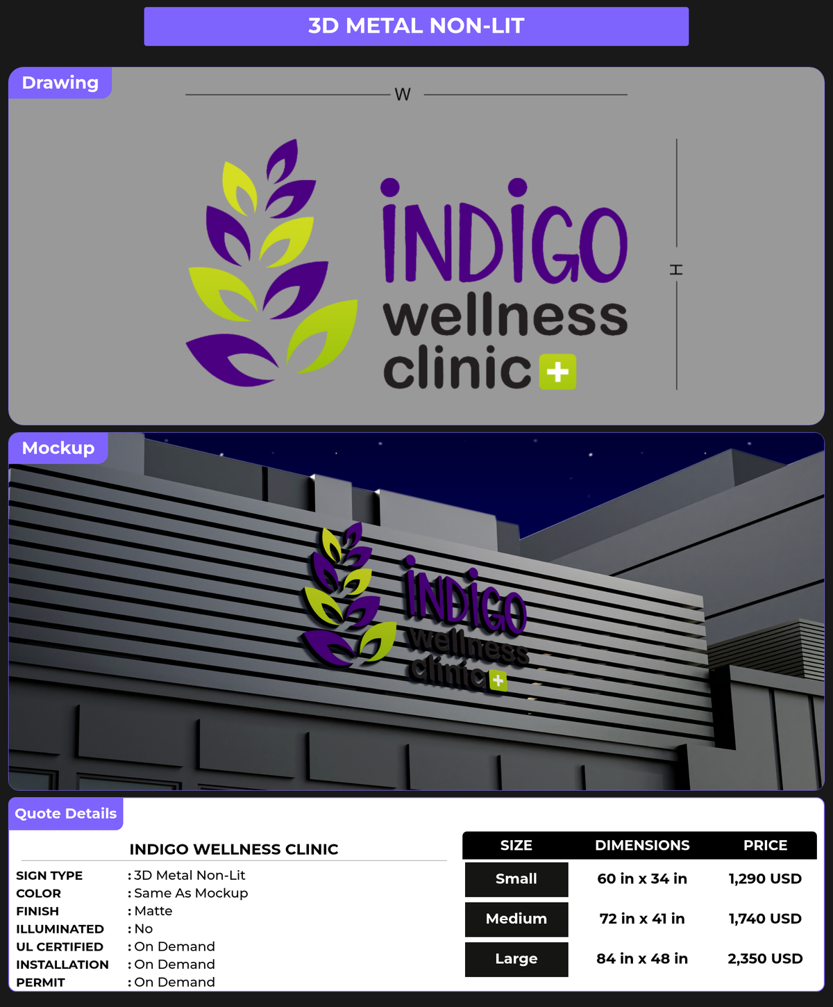 CUSTOM MOCKUP SIGN FOR Indigo Wellness Clinic