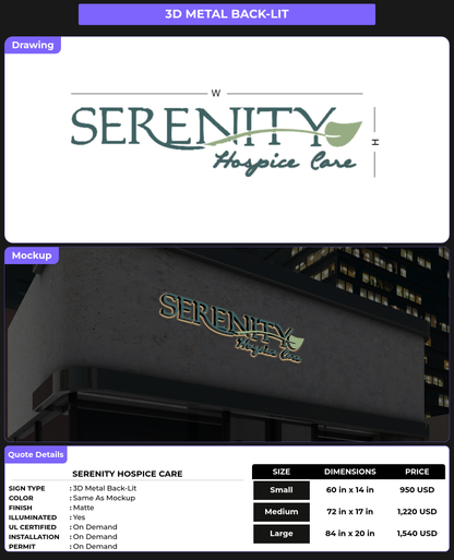 CUSTOM MOCKUP SIGN FOR Serenity Hospice Care