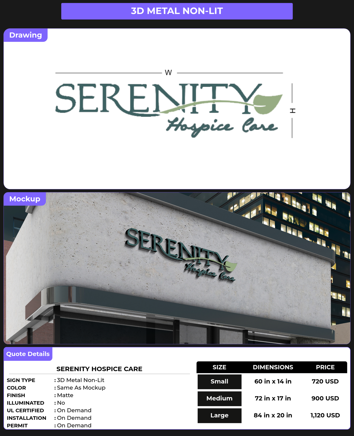 CUSTOM MOCKUP SIGN FOR Serenity Hospice Care