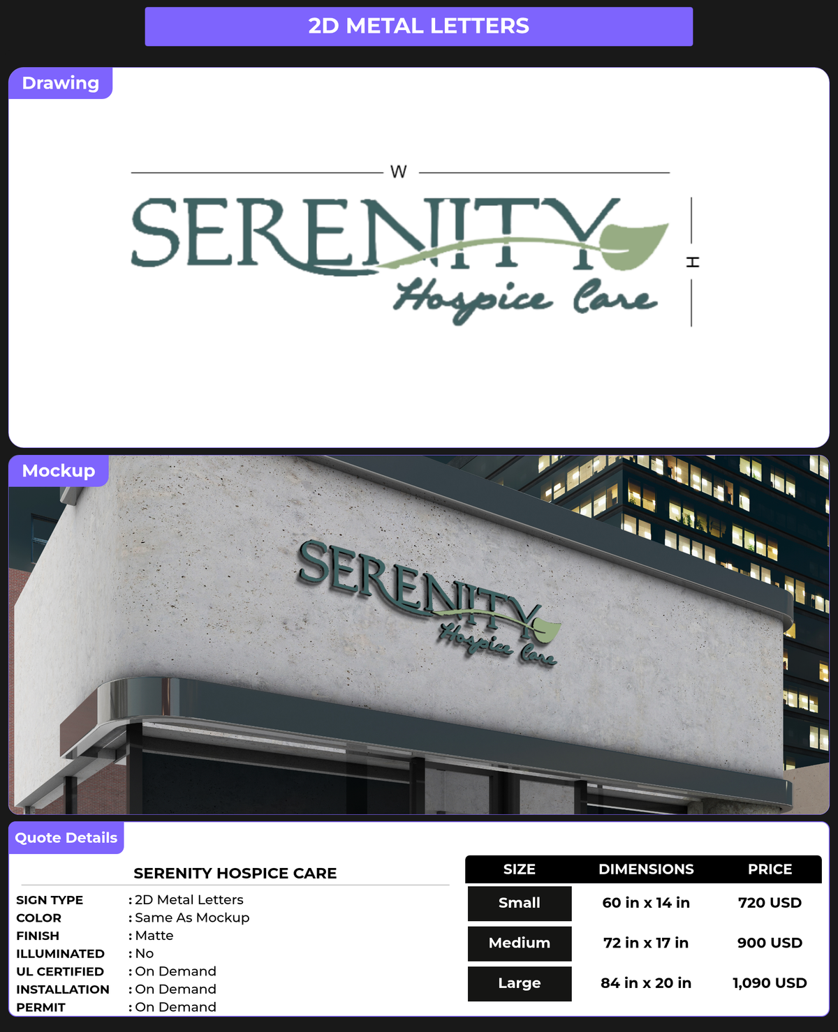 CUSTOM MOCKUP SIGN FOR Serenity Hospice Care