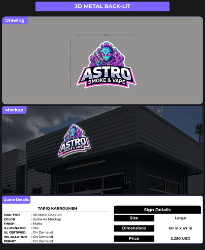 CUSTOM MOCKUP SIGN FOR Tariq Karroumeh