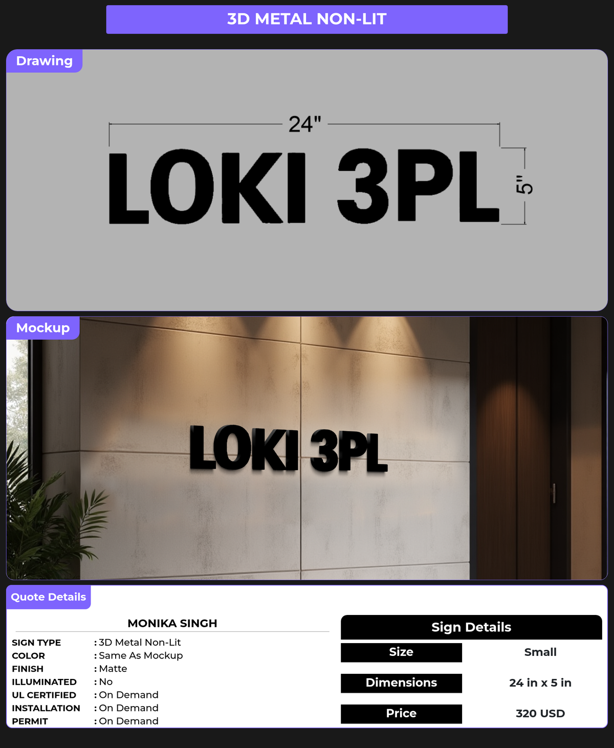 CUSTOM MOCKUP SIGN FOR Monika Singh