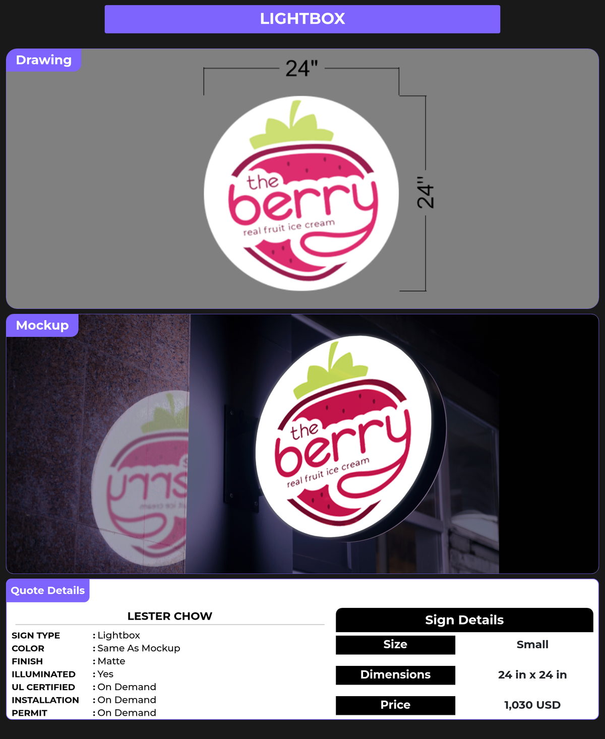 CUSTOM MOCKUP SIGN FOR Lester Chow