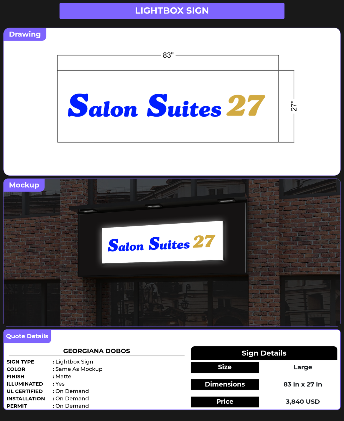 CUSTOM MOCKUP SIGN FOR Georgiana Dobos