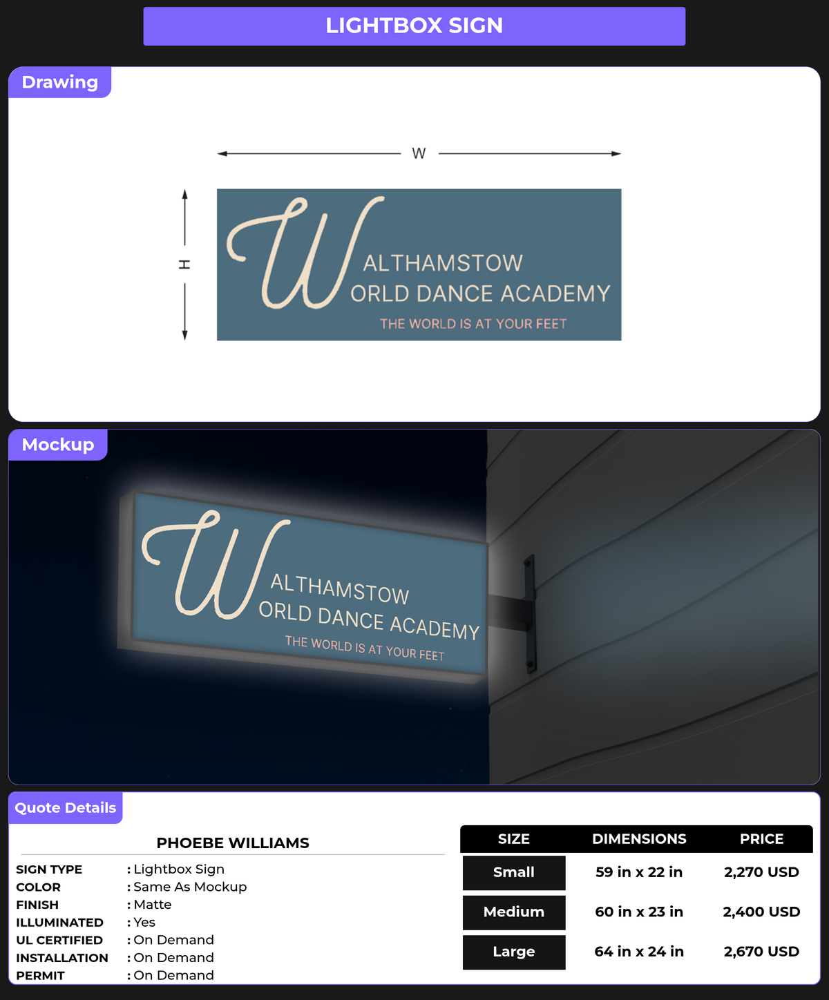 CUSTOM MOCKUP SIGN FOR Phoebe Williams