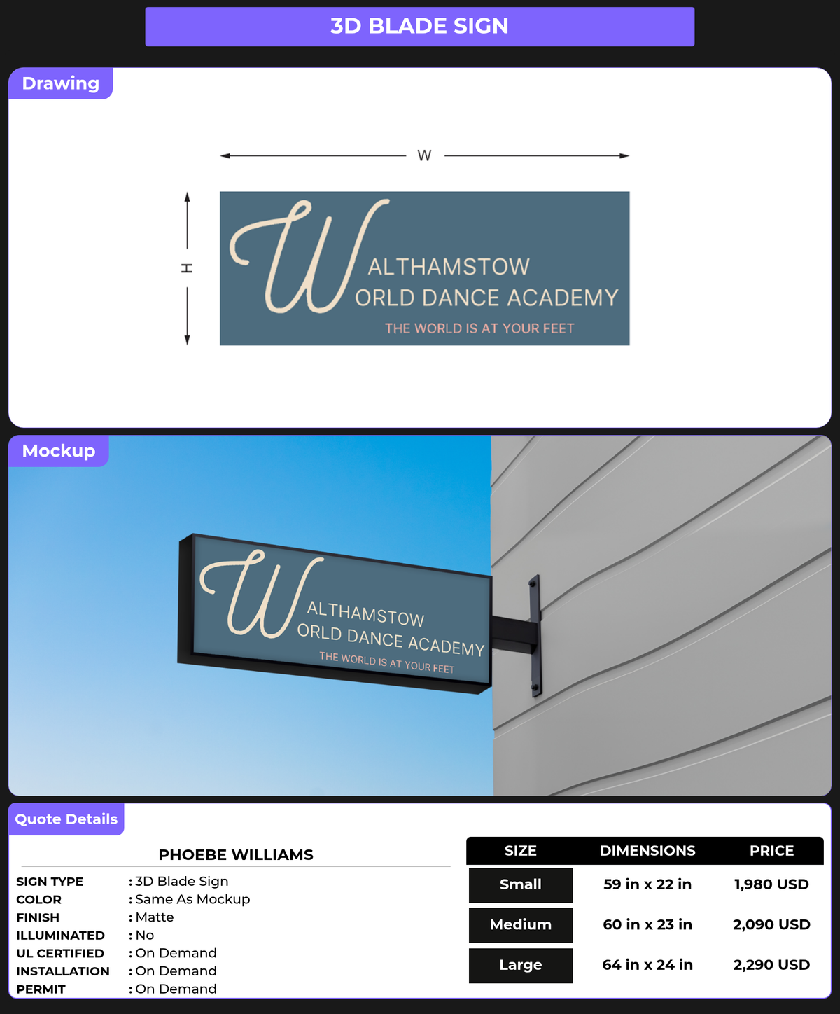 CUSTOM MOCKUP SIGN FOR Phoebe Williams