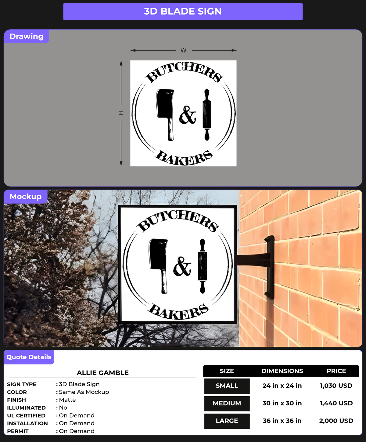 CUSTOM MOCKUP SIGN FOR Allie Gamble