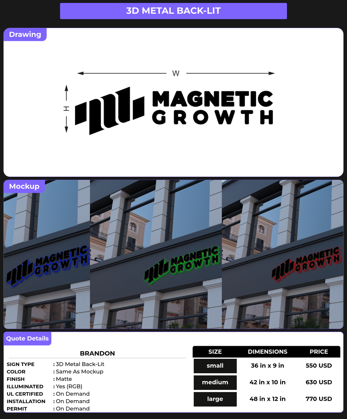 CUSTOM MOCKUP SIGN FOR Brandon