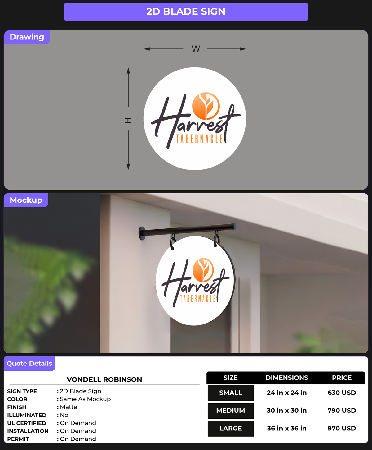 CUSTOM MOCKUP SIGN FOR Vondell Robinson
