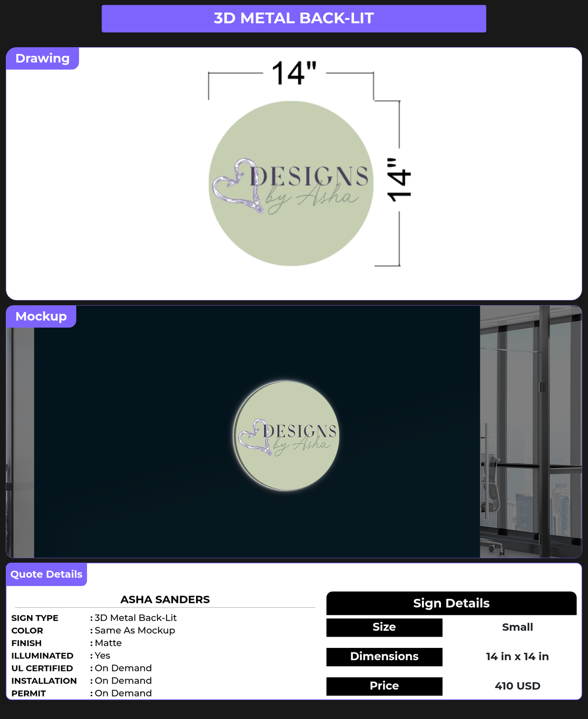 CUSTOM MOCKUP SIGN FOR Asha Sanders
