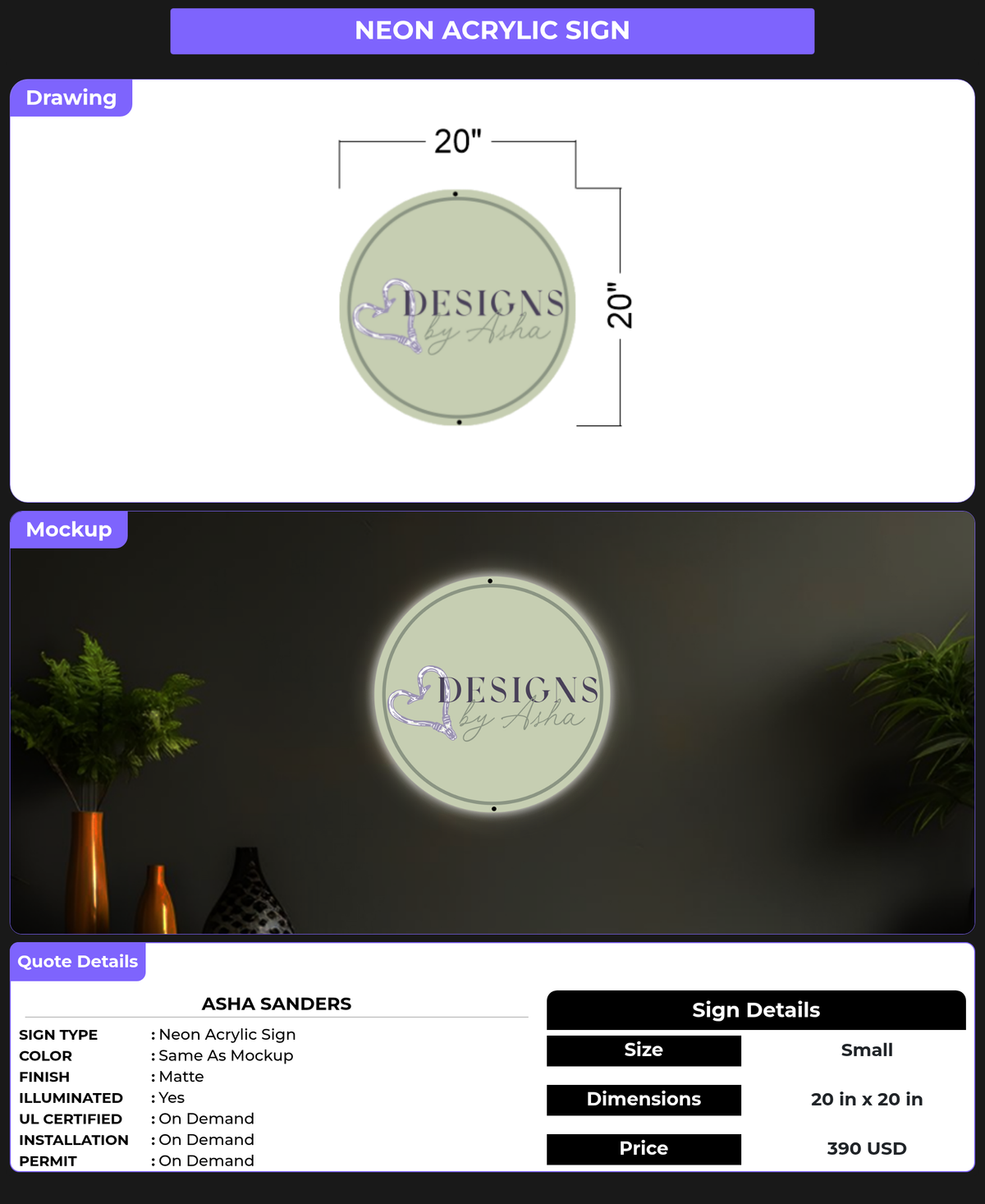 CUSTOM MOCKUP SIGN FOR Asha Sanders