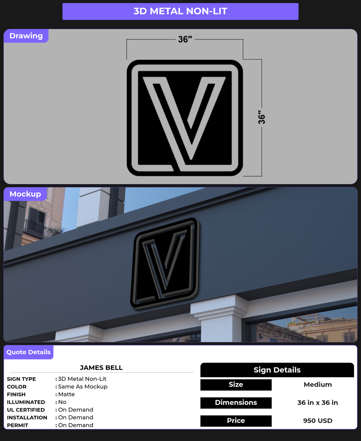CUSTOM MOCKUP SIGN FOR James Bell