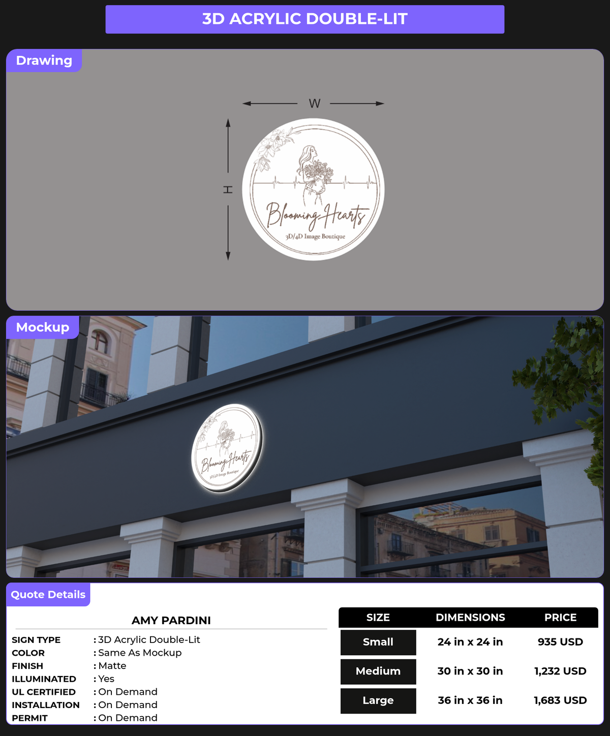 CUSTOM MOCKUP SIGN FOR Amy Pardini